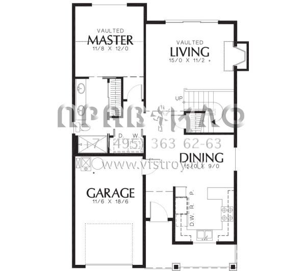 Проект двухэтажного дома с гаражом на одну машину в американском стиле S5-138 (2559-00276)