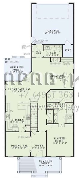 Проект двухэтажного дома с гаражом на две машины в стиле Особняк S5-206 (110-00253)