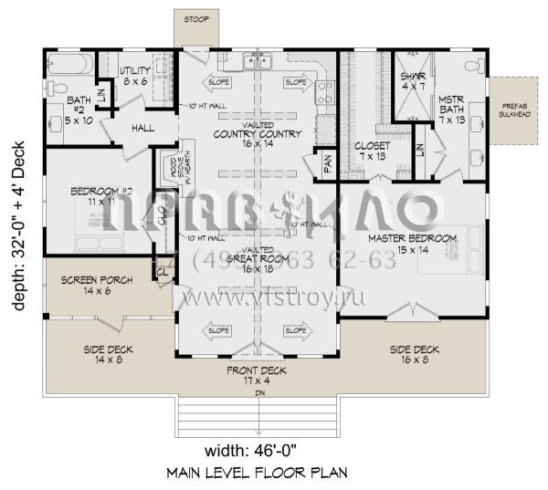 Проект одноэтажного дома без гаража в стиле Шале S5-118 (940-00842)