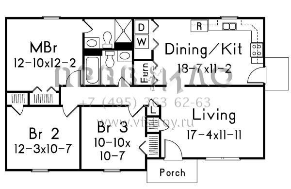 Проект одноэтажного дома без гаража в стиле Ранчо S5-103 (5633-00343)