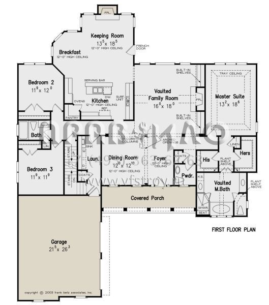 Проект одноэтажного дома с гаражом на две машины в стиле Ранчо S5-222 (8594-00361)