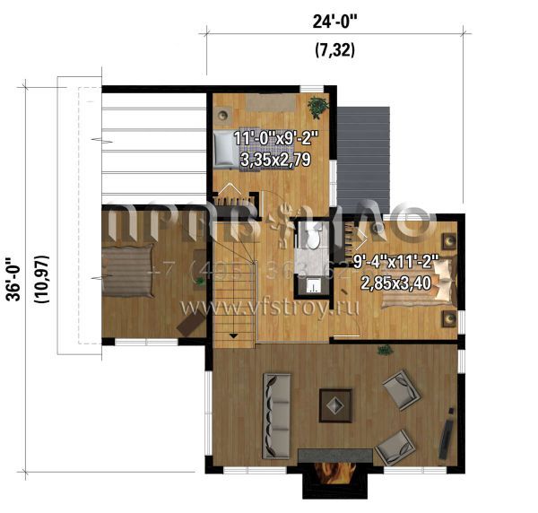 Проект двухэтажного дома без гаража в современном стиле S5-136 (6146-00552)