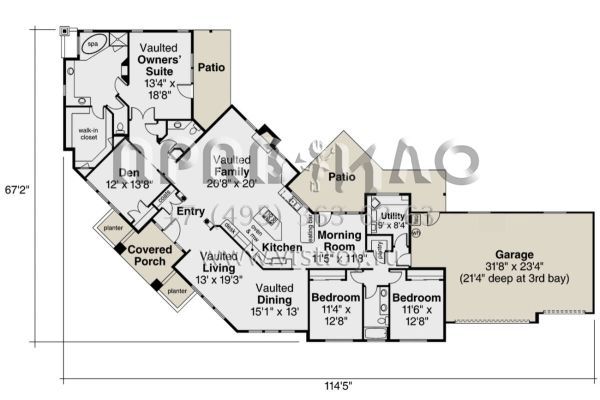 Проект одноэтажного дома с гаражом на три и более машин в современном стиле S5-268 (035-00891)