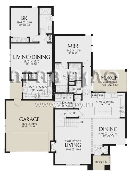 Проект двухэтажного дома с гаражом на две машины в современном стиле S5-229 (2559-00983)