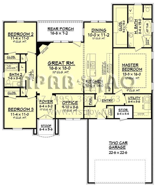 Проект одноэтажного дома с гаражом на две машины в стиле Ранчо S5-170 (041-00126)