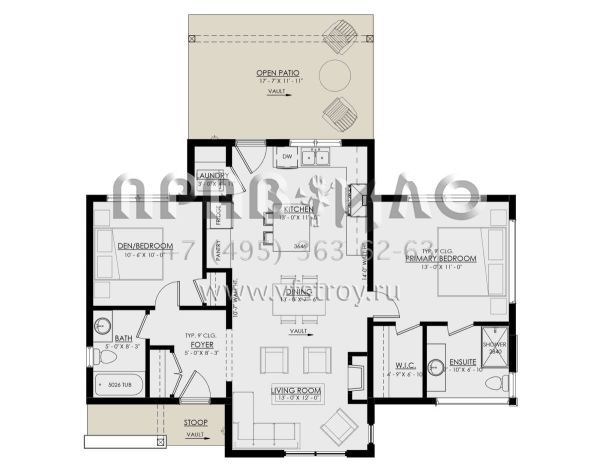 Проект одноэтажного дома без гаража в современном стиле S5-90 (8937-00027)