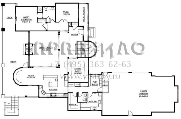 Проект двухэтажного дома с гаражом на три и более машин в стиле Шале S5-585 (5631-00037)