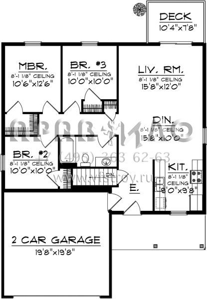 Проект одноэтажного дома с гаражом на две машины в стиле Ранчо S5-106 (1020-00276)