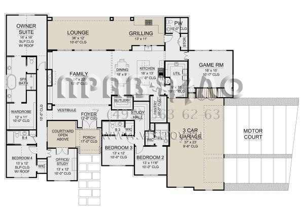 Проект двухэтажного дома с гаражом на три и более машин в английском стиле S5-398 (5445-00527)