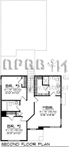 Проект двухэтажного дома с гаражом на две машины в стиле Готика S5-158 (1020-00288)