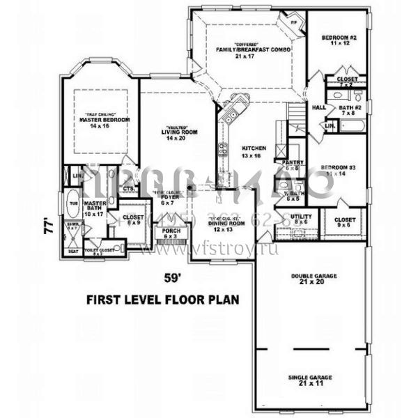 Проект трехэтажного дома с гаражом на три и более машин в английском стиле S5-266 (053-01747)