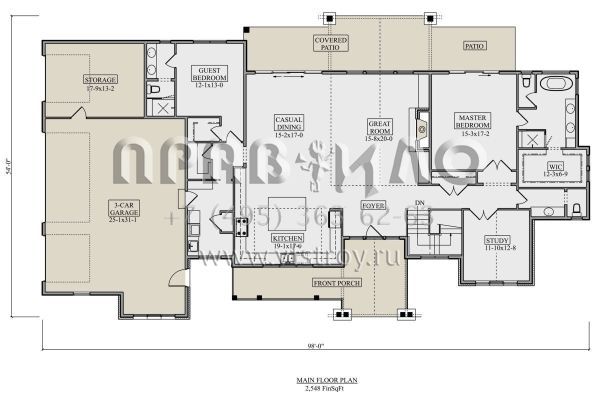 Проект одноэтажного дома с гаражом на три и более машин в скандинавском стиле S5-237 (5631-00099)