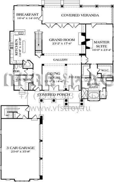 Проект трехэтажного дома с гаражом на три и более машин в американском стиле S5-429 (3323-00468)
