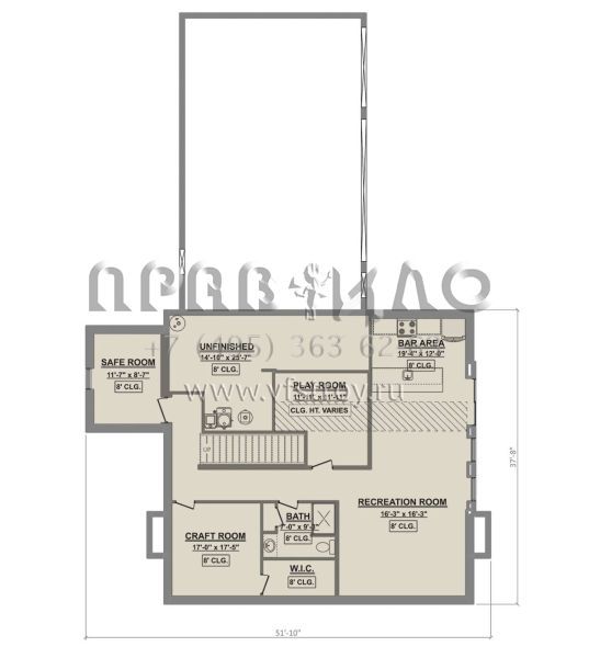 Проект двухэтажного дома с гаражом на три и более машин в стиле Ранчо S5-301 (1958-00014)