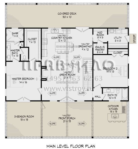 Проект одноэтажного дома с гаражом на одну машину в стиле Ранчо S5-239 (940-00931)