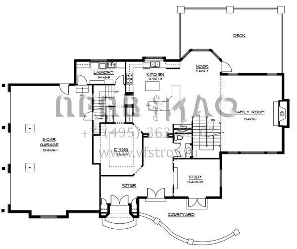 Проект двухэтажного дома с гаражом на три и более машин в современном стиле S5-521 (5631-00018)