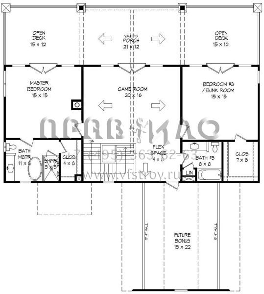 Проект двухэтажного дома с гаражом на две машины в стиле Шале S5-250 (940-00124)