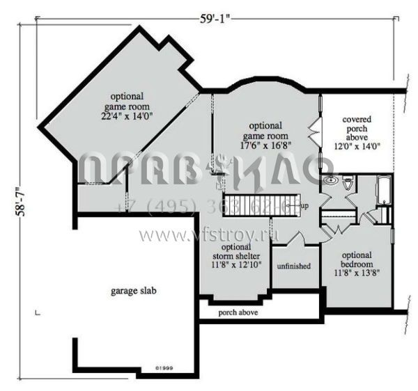 Проект двухэтажного дома с гаражом на две машины в стиле Ранчо S5-325 (957-00053)