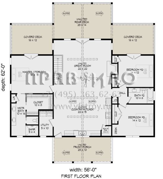 Проект одноэтажного дома с гаражом на одну машину в стиле Шале S5-310 (940-00890)