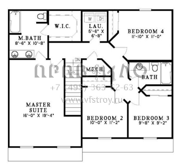Проект двухэтажного дома с гаражом на две машины в стиле Ранчо S5-166 (110-00490)