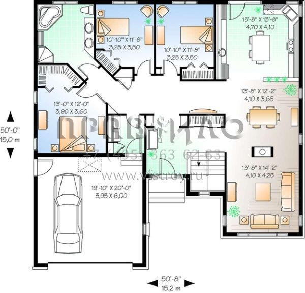 Проект двухэтажного дома с гаражом на две машины в английском стиле S5-167 (034-00648)