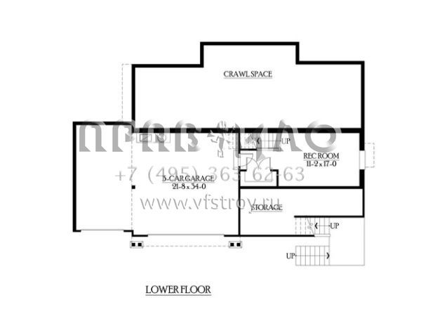 Проект двухэтажного дома с гаражом на три и более машин в американском стиле S5-293 (341-00107)
