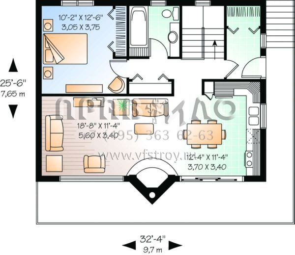 Проект одноэтажного дома без гаража в стиле Шале S5-153 (034-00132)