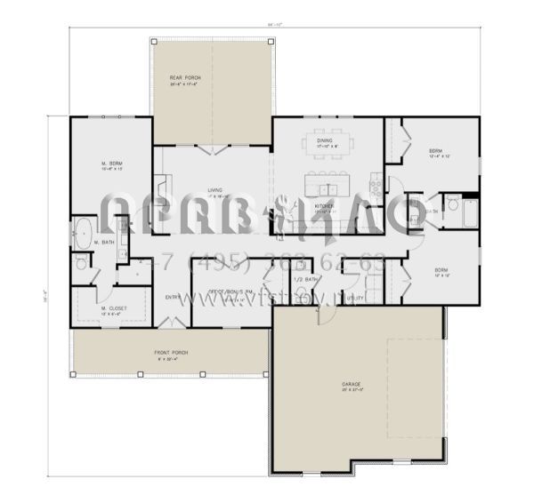 Проект одноэтажного дома с гаражом на две машины в современном стиле S5-195 (5614-00001)