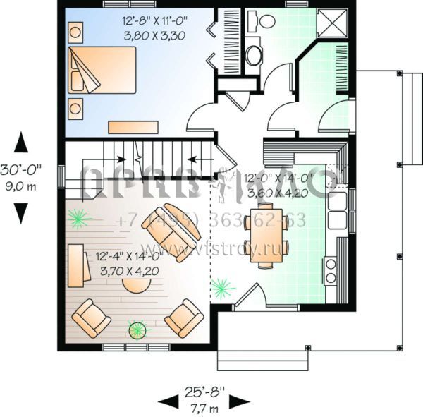 Проект двухэтажного дома без гаража в стиле Ранчо S5-109 (034-00120)