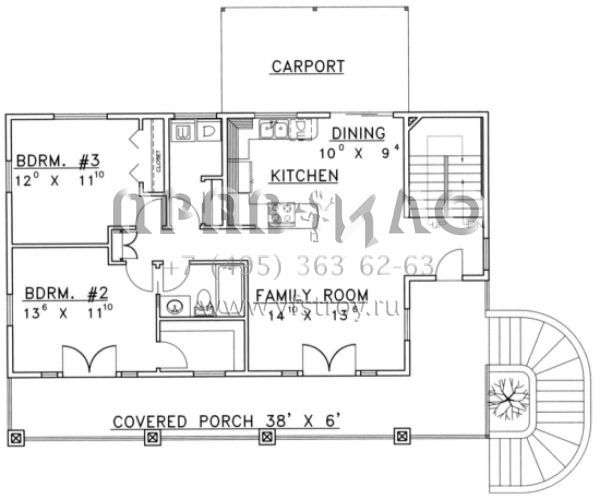 Проект двухэтажного дома с гаражом на три и более машин в американском стиле S5-202 (039-00251)