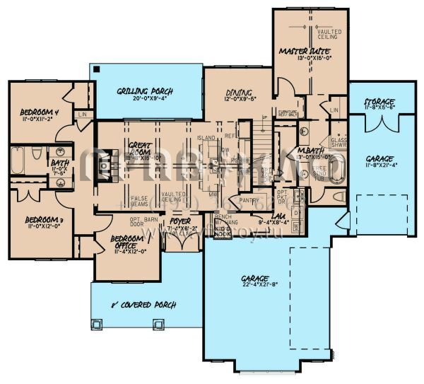 Проект одноэтажного дома с гаражом на три и более машин в современном стиле S5-176 (8318-00146)