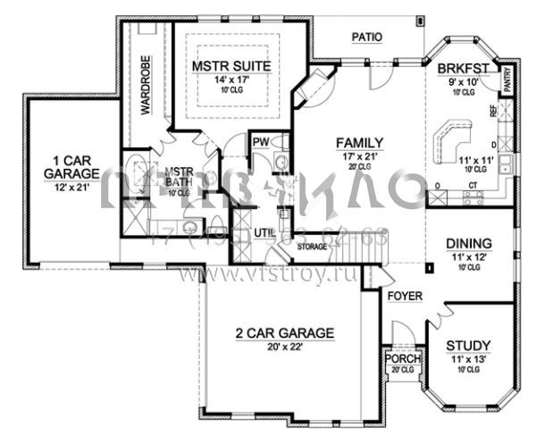 Проект двухэтажного дома с гаражом на три и более машин в английском стиле S5-286 (5445-00054)