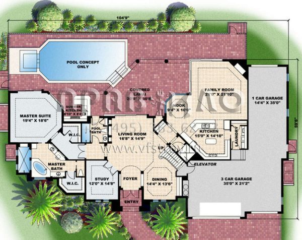Проект двухэтажного дома с гаражом на три и более машин в современном стиле S5-495 (575-00054)