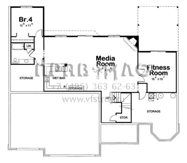 Проект одноэтажного дома с гаражом на три и более машин в стиле Ранчо S5-192 (402-01409)