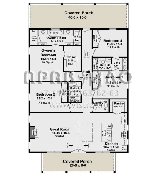 Проект одноэтажного дома без гаража в стиле БарнХаус S5-186 (348-00311)