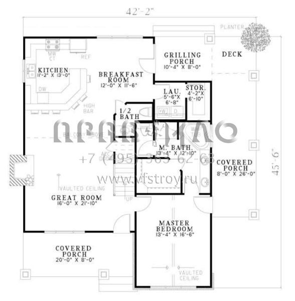 Проект двухэтажного дома без гаража в американском стиле S5-174 (110-00828)
