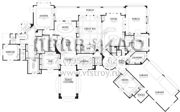 Проект двухэтажного дома с гаражом на три и более машин в английском стиле S5-909 (2559-00793)