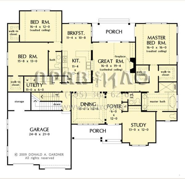 Проект одноэтажного дома с гаражом на две машины в стиле Ранчо S5-230 (2865-00288)