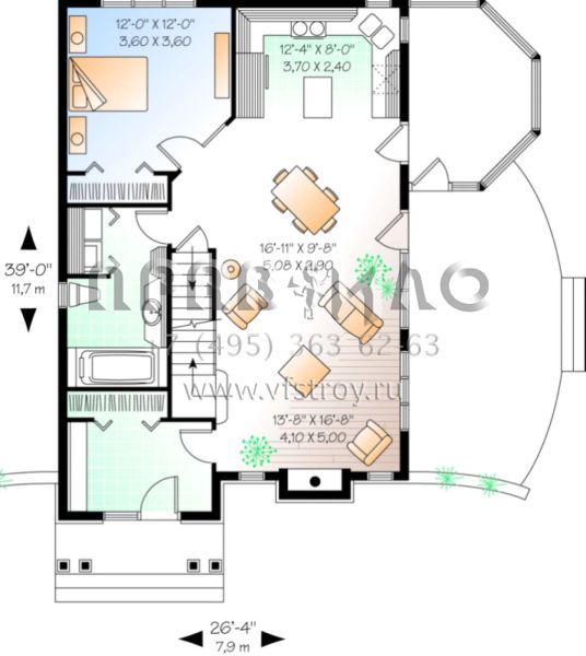 Проект двухэтажного дома без гаража в английском стиле S5-148 (034-00148)