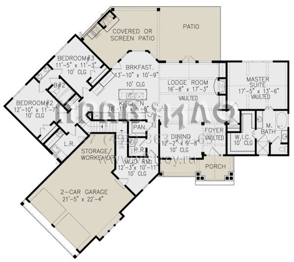Проект одноэтажного дома с гаражом на две машины в американском стиле S5-201 (699-00315)