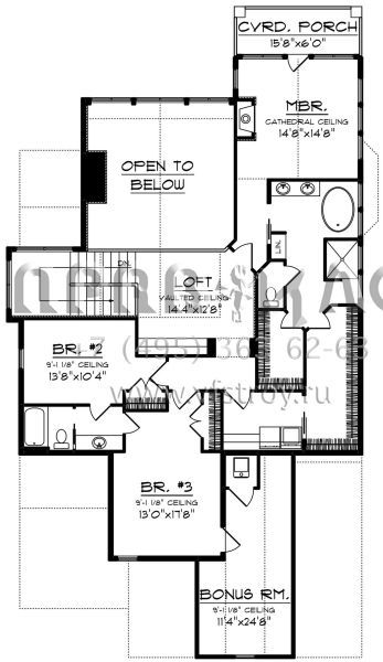 Проект двухэтажного дома с гаражом на три и более машин в американском стиле S5-428 (1020-00043)