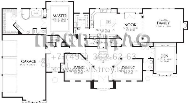 Проект двухэтажного дома с гаражом на три и более машин в стиле Особняк S5-406 (2559-00563)