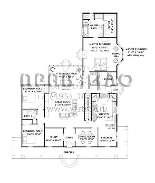 Проект одноэтажного дома без гаража в стиле Ранчо S5-217 (1776-00066)