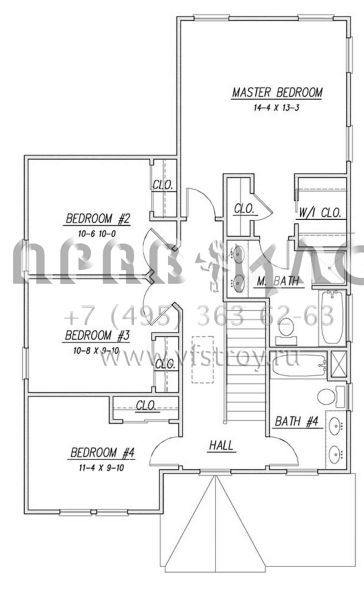 Проект двухэтажного дома с гаражом на одну машину в стиле Ранчо S5-184 (4351-00009)