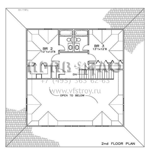 Проект двухэтажного дома без гаража в современном стиле S5-178 (6471-00037)