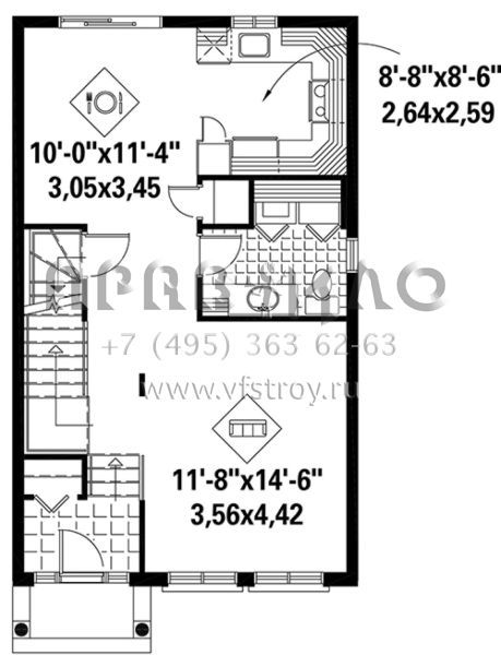 Проект двухэтажного дома без гаража в английском стиле S5-124 (6146-00231)