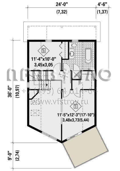 Проект двухэтажного дома без гаража в стиле Ранчо S5-124 (6146-00404)