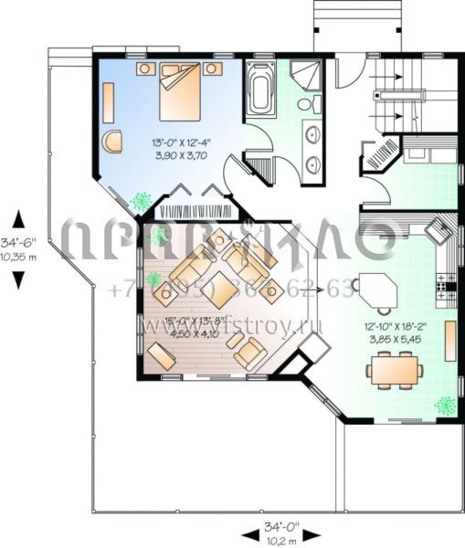 Проект двухэтажного дома с гаражом на одну машину в современном стиле S5-161 (034-00108)