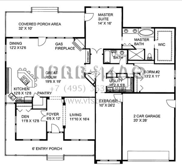 Проект одноэтажного дома с гаражом на две машины в скандинавском стиле S5-240 (039-00669)
