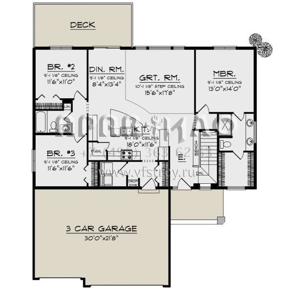Проект одноэтажного дома с гаражом на три и более машин в современном стиле S5-147 (1020-00004)